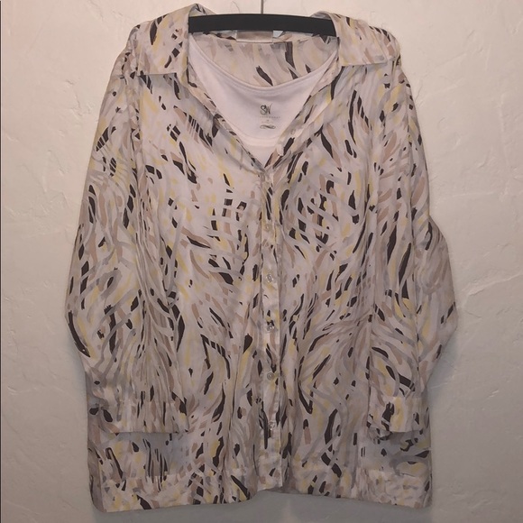 NWT 2 Piece Button Down and Tank Top Shirt Top 3X - Picture 2 of 7